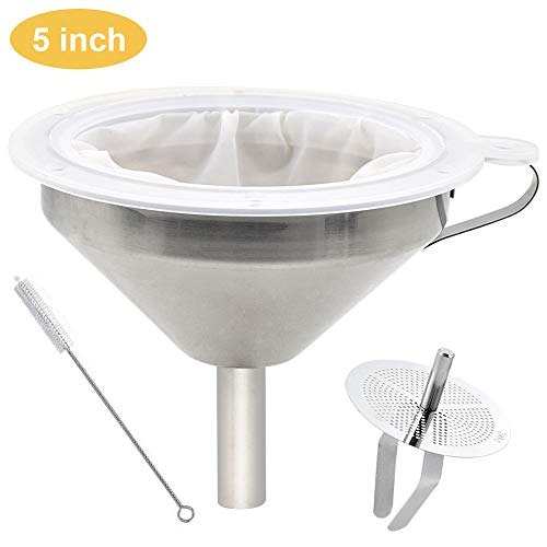 KOPEESY Stainless Steel Funnel, 5 inch 304 Stainless Steel Kitchen Funnel with Stainless