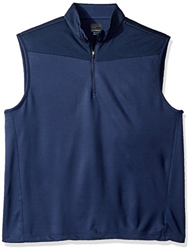 Greg Norman Mens Block Textured 1/4 Zip Golf Vests, Navy, X-Large