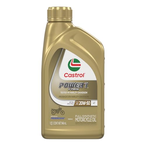 Castrol Power1 V-Twin 20W-50 Full Synthetic Motorcycle Oil, 1 Quart, Pack of 6
