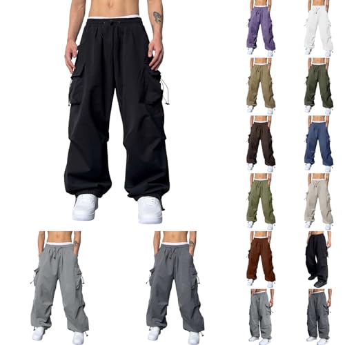 Men's Baggy Cargo Pants Casual Joggers Parachute Pant Loose Fit Harem Fashion Y2k Trousers with Pockets - Main Image