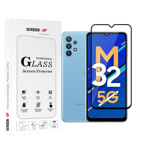 Image of ScreenUp Tempered Glass For Samsung Galaxy M32 5G - Ultra Clear, 9H Scratch Resistant, Full Coverage, Easy Install Screen Protector