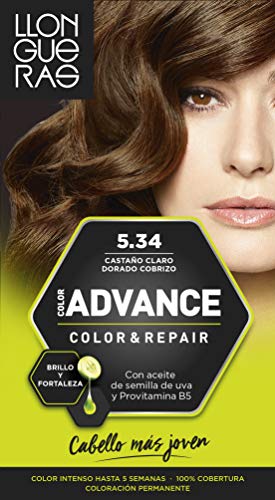 Llongueras Color Advance Tinte Pelo Mujer Coloración Permanente Color Intenso Hasta 5 semanas - Tono 5.34 Castaño Claro Dorado Cobrizo Cover