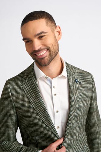 Men’s and Boys Tweed Houndstooth Green Blazer, Father-Son Attire for Formal Occasions2