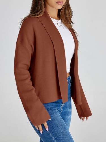Image of Saodimallsu Womens Cropped Cardigan Open Front Shawl 2026 Fall Trendy Long Sleeve Sweater Jacket