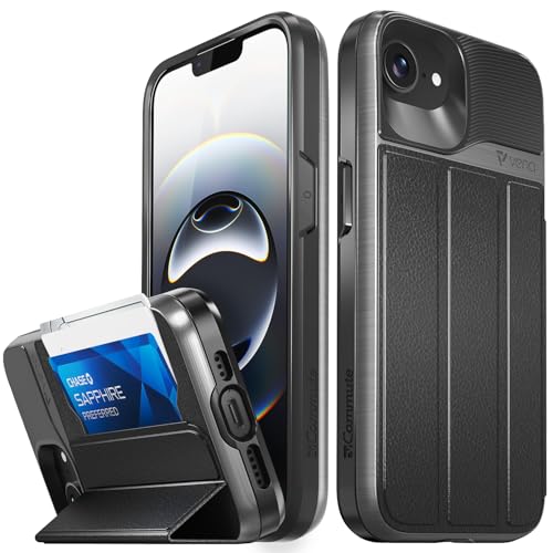 VENA vCommute EHbgP[X iPhone 16e (6.1") Ή (ČRMILKiی) J[h[tU[蒠^Jo[ X^h@\t - ubN