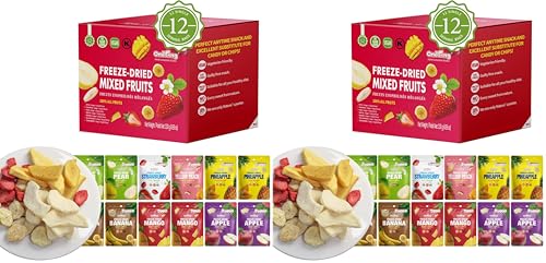 ONETANG Freeze-Dried Mixed Fruit, 24 Pack Single-Serve Pack, Non GMO, Kosher, No Add Sugar, Gluten free, Vegan, Holiday Gifts, Healthy Snack 0.35 Oz