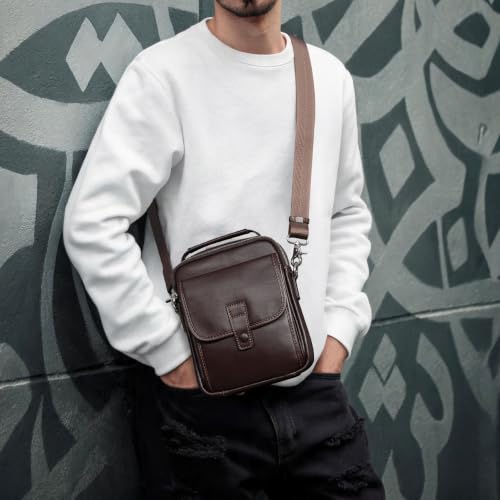 Image of Augus Genuine Leather Small Messenger Bag Crossbody