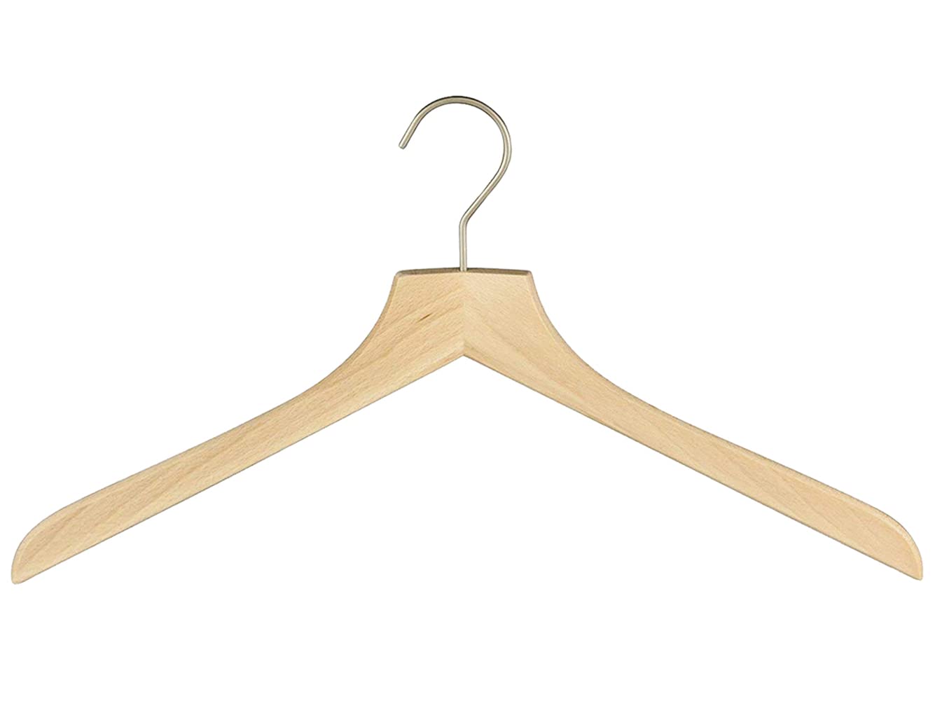 MAWA Kleiderbügel aus Holz, 10 Stück, hochwertiger Holzbügel für Jacken, Mäntel Pullover und mehr, FSC® Zertifiziert, 360° drehbarer Haken, Kleiderbügel aus Buchenholz, 45 cm, Natur