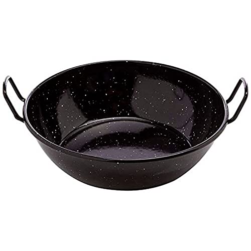 Acan Tradineur - Paellera honda con asas, acero esmaltado, 1 ración, cocinar paella, arroces, apta para cocina de gas y horno (Negro, Ø 18 cm)