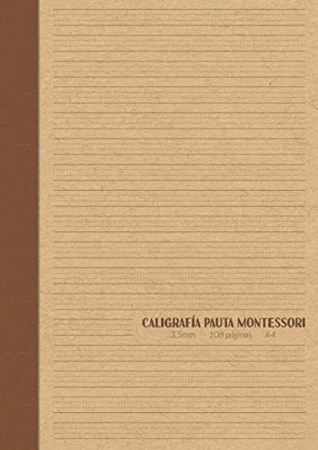 Caligrafía Pauta Montessori: Libreta Pautada - Cuaderno Pauta Montessori - Cuaderno Caligrafía Niños - A4 papel kraft (Caligrafía Montessori)