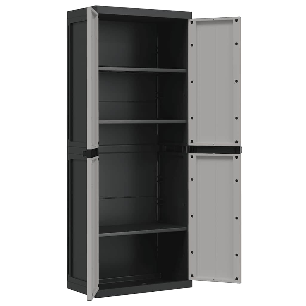 Genérico Armario de almacenaje Exterior PP Gris y Negro 65x37x165 cm,Mobiliario,Armarios y Almacenamiento,Taquillas y armarios de Almacenamiento,364201