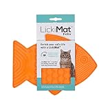 Lickimat Felix, Fish-Shaped Cat Slow Feeders Lick Mat, Boredom Anxiety Reducer; Perfect for Food, Tr