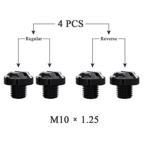 Image of 4pcs CNC Motorcycle Mirror Hole Plugs Screws Bolts 2 Regular+2 Reverse M10x1.25 (black, M10>2 regular + 2 reverse)