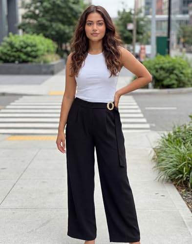 Image of Selvia Straight Side Buckle Regular Fit Trouser for Women, Trouser Pants for Women