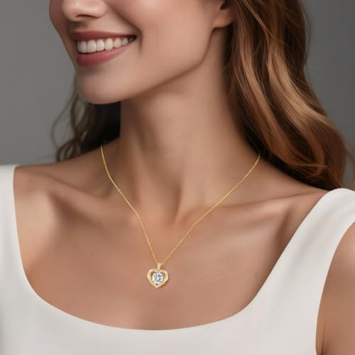 OOBEE Moissanite Heart Necklace for Women 925 Sterling Silver Fine Jewelry Twist Pendant, Valentine Anniversary Birthday Gift for Wife, Mom, Girlfriend - Image 3