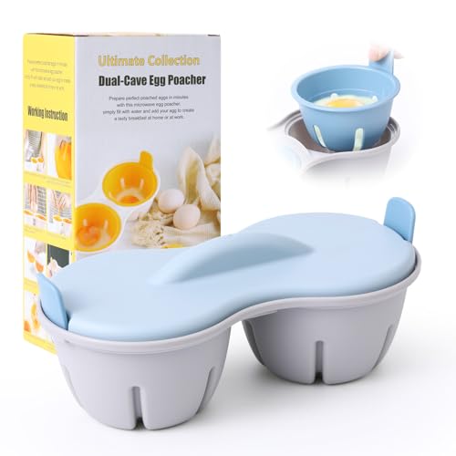 OAKKMEL Egg Poacher Microwave Egg Cooker Poached Egg Maker Microwave Dishwasher Safe Microwave Egg Poacher Cups 2 Eggs Designed for Quick Poached Egg Preparation