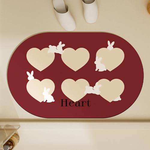 Tapis de bain super absorbant diatomite 60x90cm antidérapant rouge