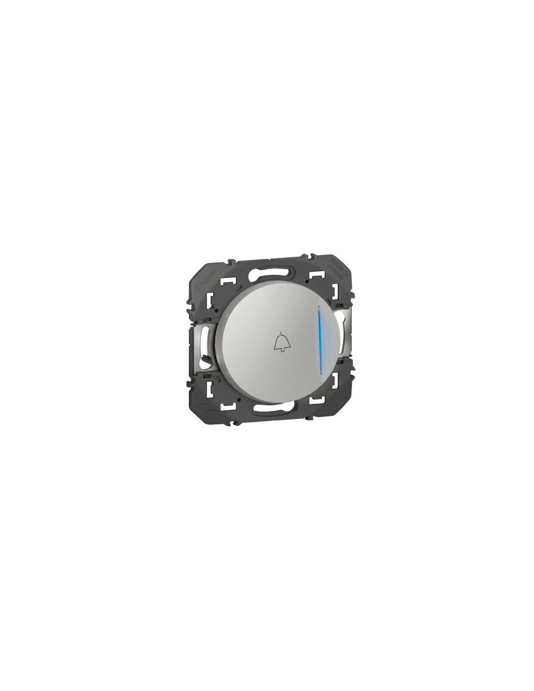 Legrand 600118 Taster mit Kontrollleuchte und Klingelmarkierung, dooxisch, 6 A, 250 V, Aluminium-Finish