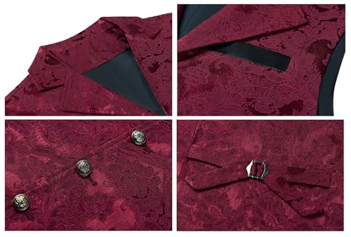 Men‘s Victorian Suit Vest Gothic Steampunk Paisley Waistcoat Tuxedo Formal Dress Vest for Men2