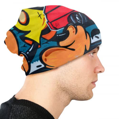Art-Block-Unique-Character-Graffiti-Girls-Skull-Cap-Kid-Knit-Beanie-Skull-Cap-Beanie-Girls-Knitted-Hat-3D-Printed-Adult-Comfortbale-Soft