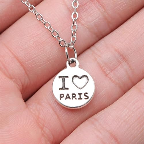 Colliers argentés anciens I Love Paris 12x12mm maille courte chic - 2