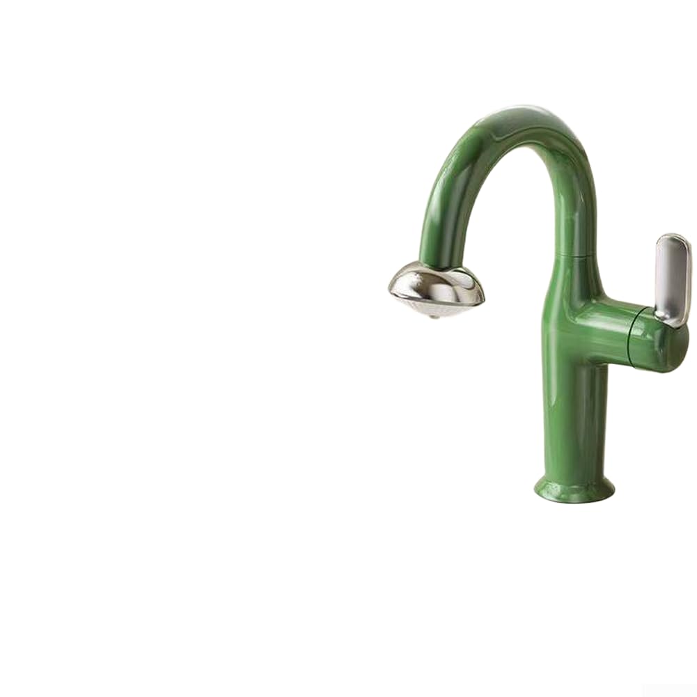 Robinet de lavabo à tirette style OVNI vert désert, mitigeur haut de gamme pour vasque moderne