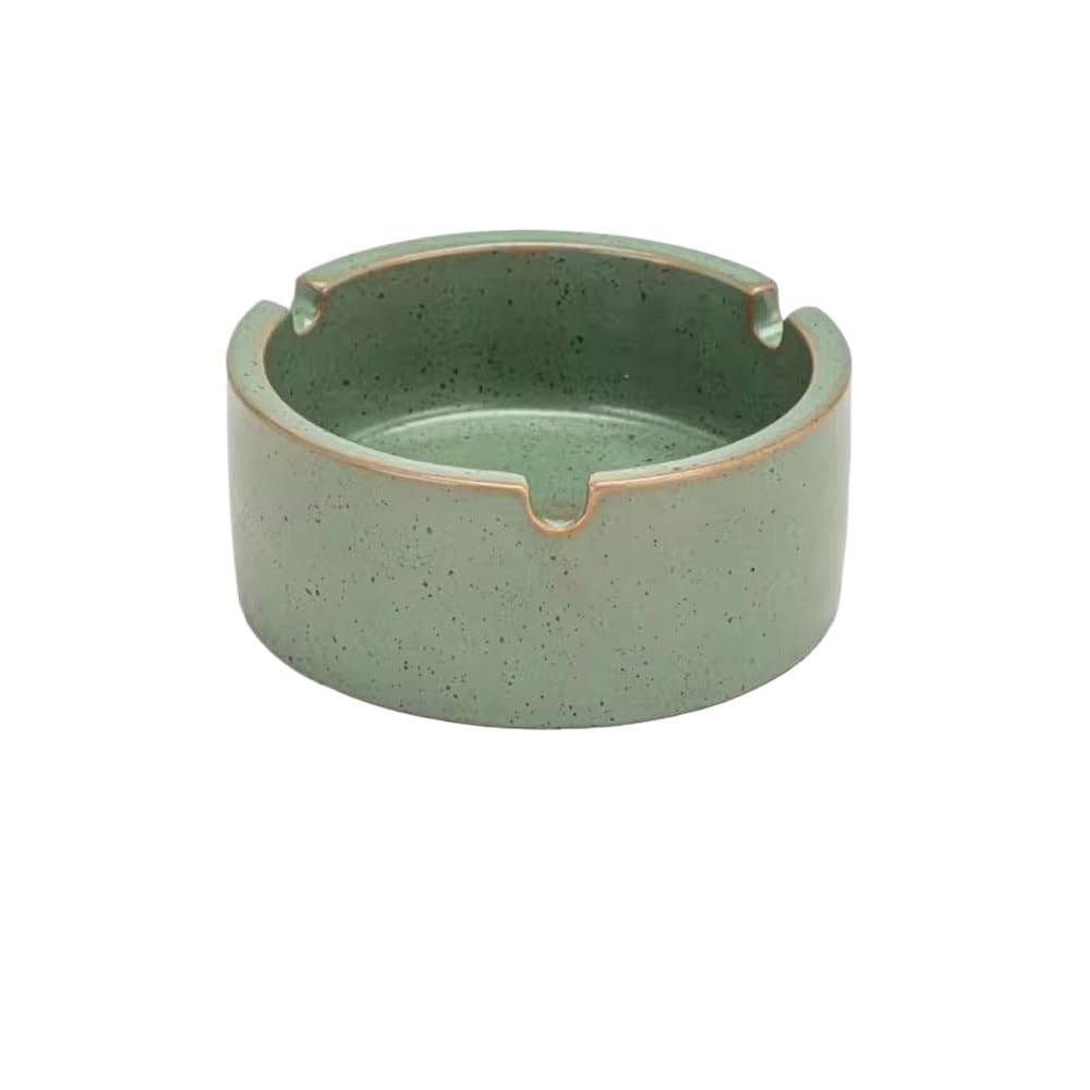 Indoor Decorative Ceramic Round Desktop Ashtray Indoor Outdoor Portable for Office Room Bedroom Living Patio etc for Desktop(Green)
