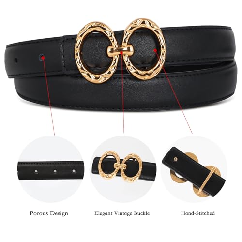 Image of Aurolran Women's Leather Belt with Buckle - Ideal for Dresses, Jeans, and Coats