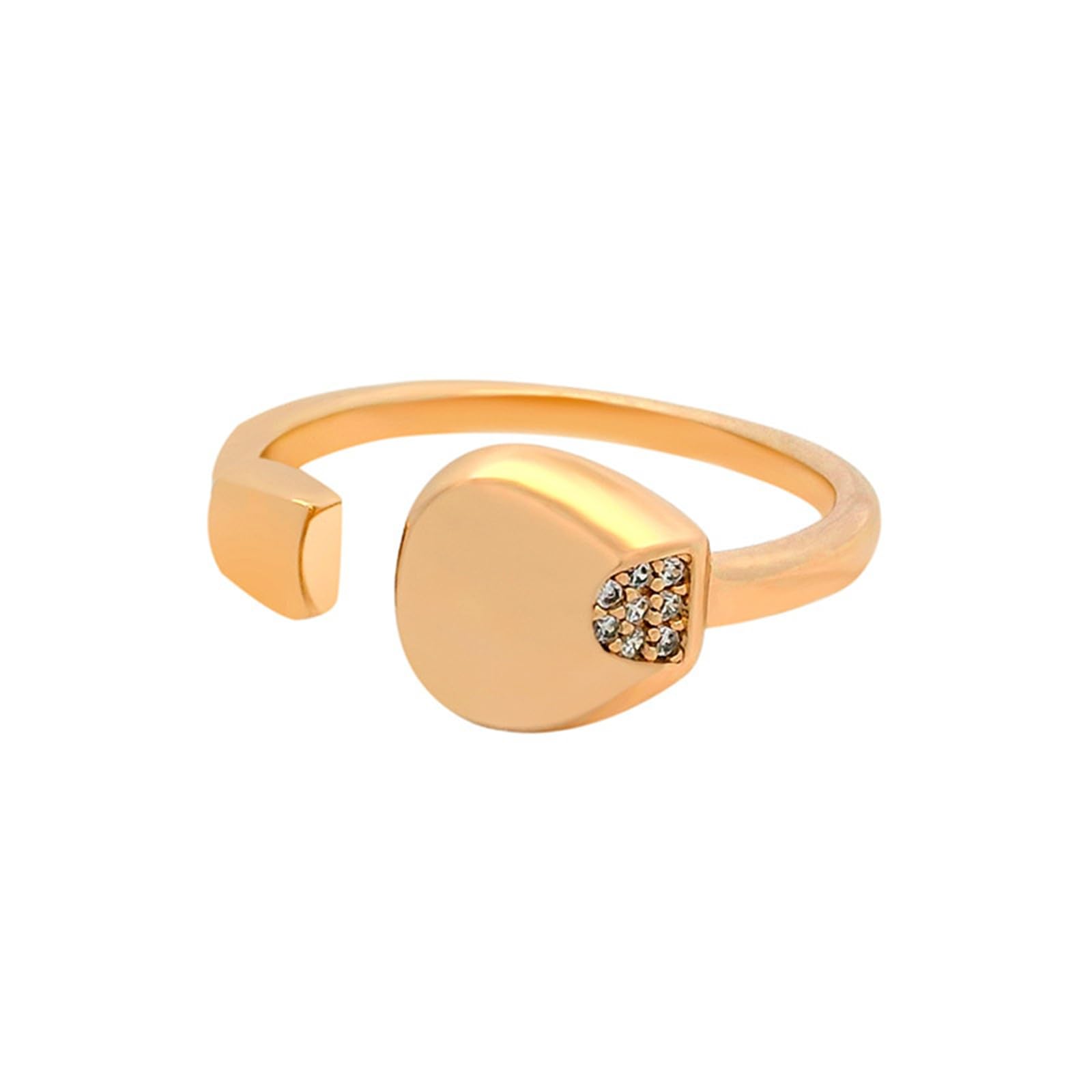 Anillos de compromiso para mujer, oro amarillo, pulido simple y abierto