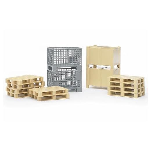 bruder 02415 - Accessori per la logistica, 2 box pallet, 2 box, 10 pallet, spedizione, camion trasportatore, giocattoli