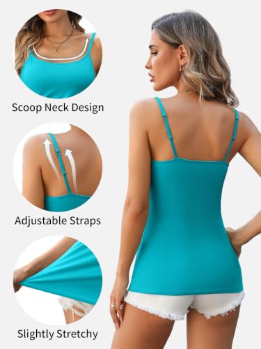 Image of V FOR CITY Unpadded Tank Top for Women with Shelf Bra Cotton Camis 3 Pack