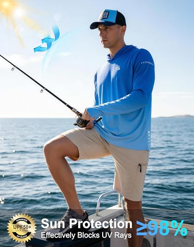 Image of Men's Sun Protection Hoodie Shirts Long Sleeve UPF 50+ Swim Shirts for Men Rash Guard Fishing Shirt Quick Dry