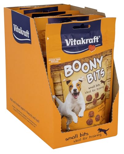 Vitakraft Boony Bits, gustoso snack per l'addestramento, come premio tra un pasto e l'altro, per cani di taglia piccola, in sacchetto richiudibile, senza l'aggiunta di zuccheri e cereali (6x 55g)
