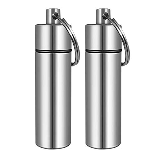 Best Deal Cheap 🛒 2 Pack - Aluminum Pill Case Container with Keychain Keychain Caddy FOB Every Day Carry (EDC) Metal Pill Box Compact Medicine Holder for Carrying Daily Vitamin Calcium Best Deal Cheap 🛒 2 Pack - Aluminum Pill Case Container with Keychain Keychain Caddy FOB Every Day Carry (EDC) Metal Pill Box Compact Medicine Holder for Carrying Daily Vitamin Calcium