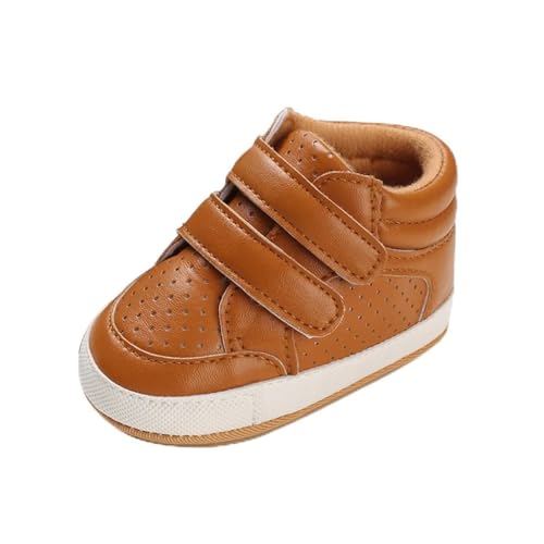 Image of Clowora Baby Boys Girls Shoes Non-Slip Rubber Sole Sneakers Infant First Walking Toddler Crib Shoes Newborn Loafers Flats. (16 /Brown,0-6 Months)