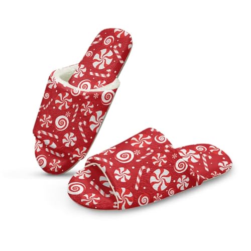 Christmas Theme Women's Flannel Soft House Slippers Indoor Outdoor Fuzzy Memory Foam Open Toe Slippers