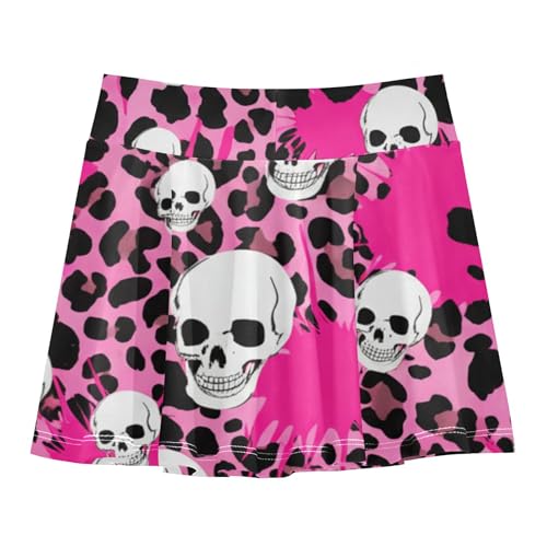Joisal Tennis Skirts Toddler Leopard Print Skulls Pink Splashes Girls' Shorts Athletic Skorts Cute Comfy Flowy Skirt 4t2