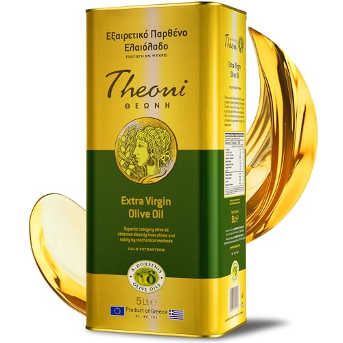 Theoni Extra Virgin Olive Oil 5 Litre Cold Pressed Greek Rich Flavour For Cooking Salads Dressings Seasonings BBQs Pasta | Low Fat Cold Pressed Olive Oil Extra Virgin