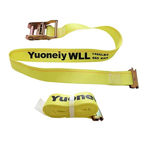 Yuoneiy E-Track Ratchet Straps (4Pk) 2” X 15” X 4400 Lbs Heavy Duty Logistic Cargo Tie Down Straps For Container, Atv, Utv, Trailer #TOP3