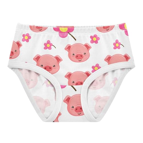 Cute Cartoon Pig Print Floral Panties for Girl Toddler Underwear Floral Cotton Colorful Briefs Undies Kids 2t