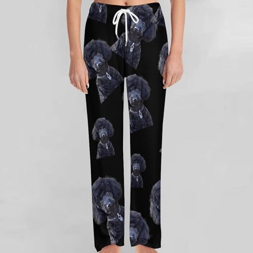 Black Poodle Pet Dog Pajama Pants Men Lightweight Pjs Elastic Waistband Sleep Lounge Pants Fashion Loungewear3