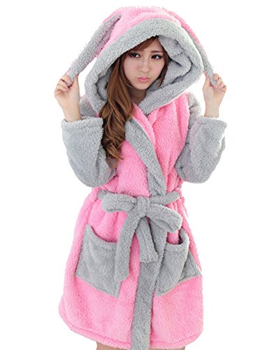 GTKC Caldo Accappatoio con Cappuccio Tunica Abito Indumenti da Notte Camicia da Notte Cosplay Coniglio M