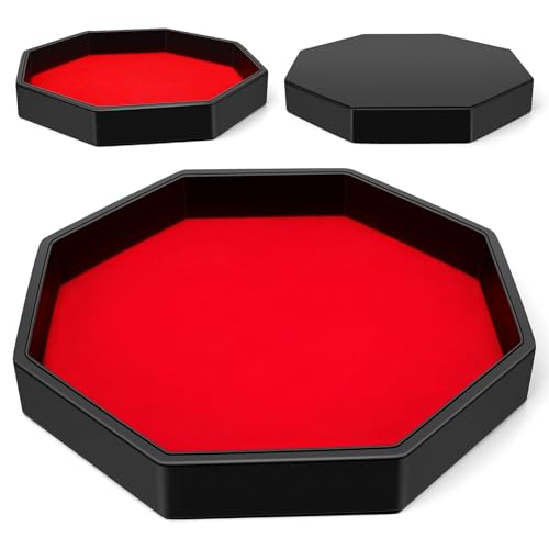 Würfelbrett mit Filzunterlage Dice RollingTray Felt Lined PU Leather Octagon Dice Tray for Dungeon Crawler Games