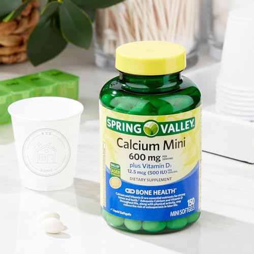 Spring Valley Calcium Plus Vitamin D3 150 Mini Softgels | Calcium Supplement | CaIcium mini softgels | CaIcium 600 mg with Vitamin d3 | 150 Mini Softgels + STS Sticker - Thumbnail 7