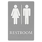 Quartet ADA Approved Restroom Sign, Tactile Graphics, Molded Plastic, 6 x 9 Inches, Gray (01411)