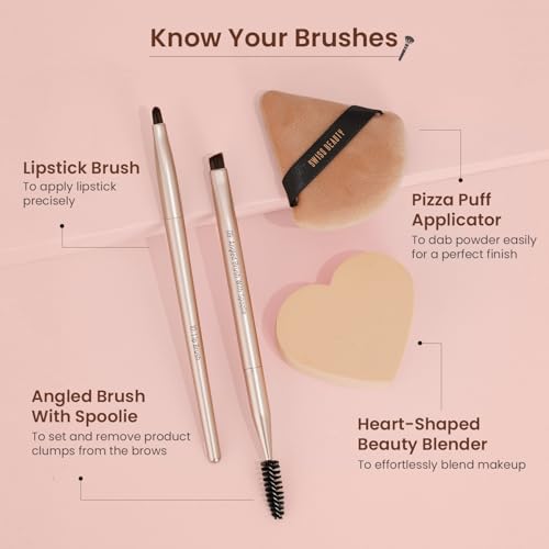 Image of Swiss Beauty Heartistry Makeup Brush Set | 12 Pieces | For Face, Eyes & Lips | Soft Synthetic Bristles | Multi-Functional | Flawless Blending | PETA Certified | 12 Pcs