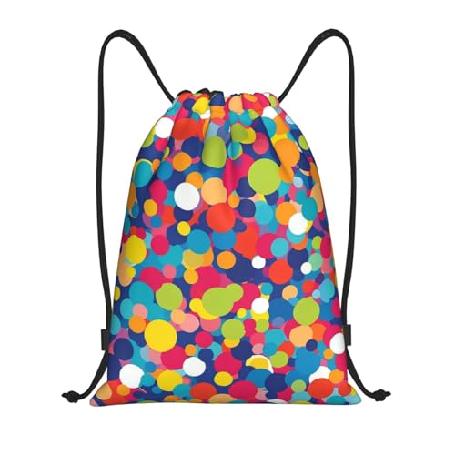 Drawstring Backpack Sports Gym Bags Draw String Bag for Women Men Confetti bright pattern Drawstring Bags Sackpack