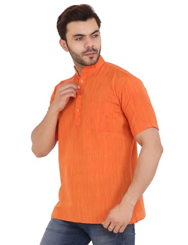 Image of LATEST CHIKAN Men's Cotton Regular Textured Short Kurta Half Sleeves - (SK-DJ)
