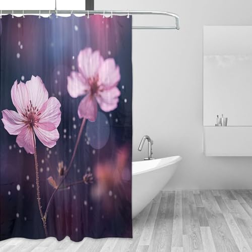 Rideau de douche fleurs floues imperméable pour éviter les éclaboussures au sol - 3