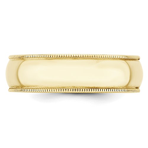 Solid 10k Yellow Gold 6 mm Round Milgrain Wedding Band Ring3